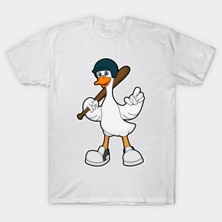 Duck at Baseball with Baseball racket & Helmet T-Shirt